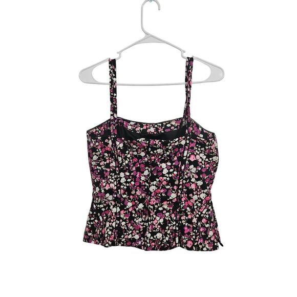 WHBM Pink Floral French Meadow Zip Back Bustier Corset Top Size 10 Medium - Picture 3 of 6